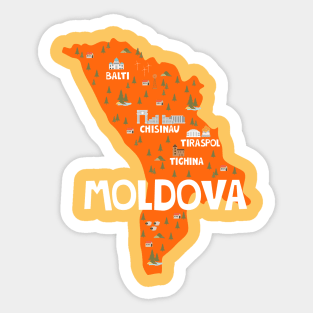 Moldova Illustrated Map Sticker